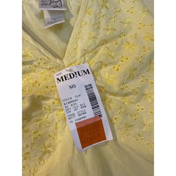 Deadstock Vintage Y2K Self Esteem Yellow Sleeveless Eyelet Babydoll Top M - Picture 4 of 5